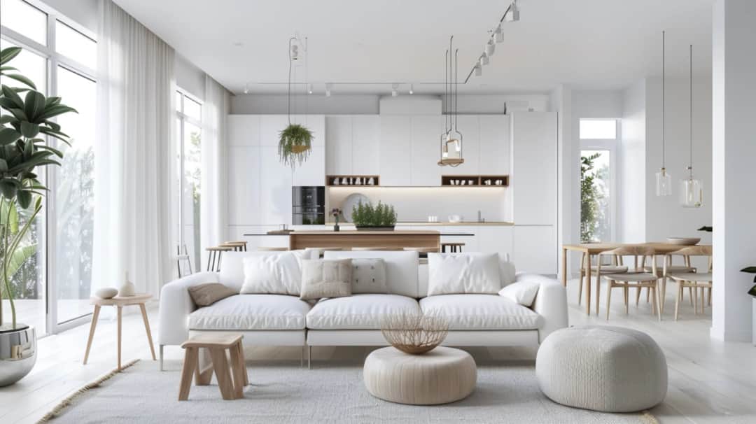 Salon w bieli: pomysły na jasną i przytulną aranżację