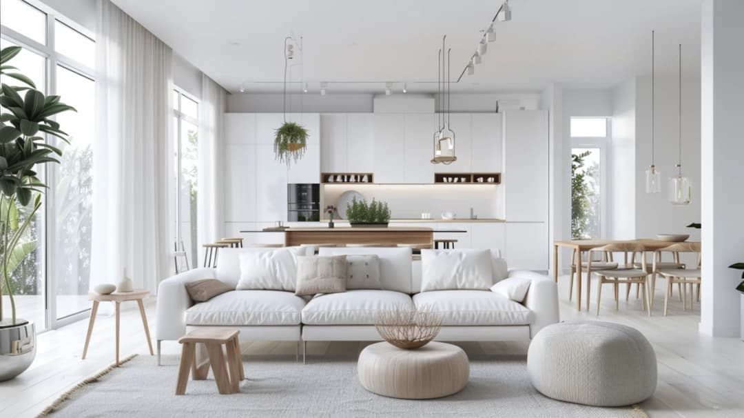 Salon w bieli: pomysły na jasną i przytulną aranżację