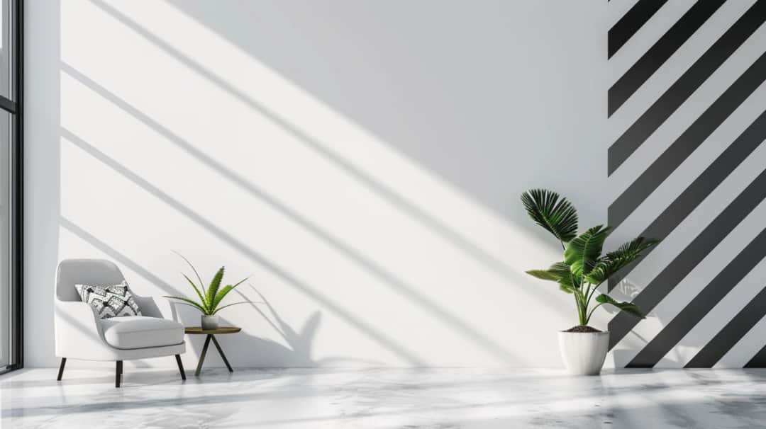 Paski na ścianie w salonie - geometryczny akcent wnętrza